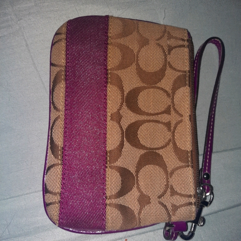 Dark Berry Coach Wristlet